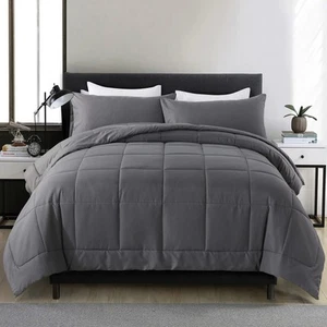 DOWNCOOL All Seasons Bedding Comforters & Sets with 2 Pillow Cases -3 Pieces Bed - Picture 1 of 7