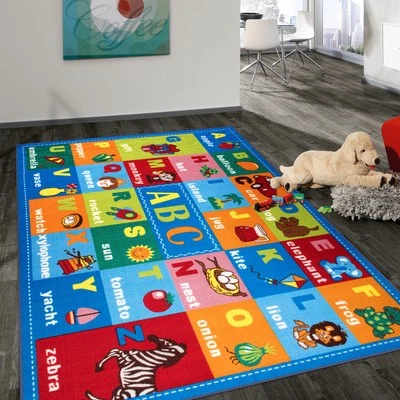 Rugshop Kids Rugs School Classroom Bedroom Educational ABC Food Non-Skid Carpet