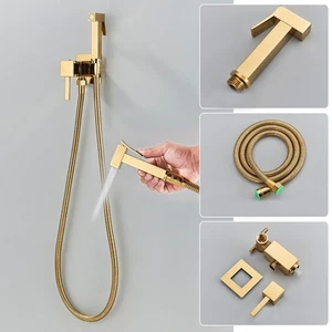 Gold Bidet Brause set WC Handbrause schlauch Sprühpistole Bad Armatur Edelstahl - Bild 1 von 8