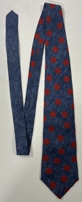Corbata de seda italiana Bugle Boy roja azul marino lunares corbata vintage Foto 1 de 4