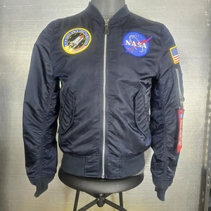 Alpha Industries NASA Space Shuttle Bomberjacke dunkelblau Größe S gebraucht. - Bild 1 von 24