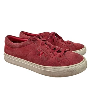 Tory Burch Womens Amalia Sneaker Suede Leather Shoes Red Leather Size 8.5 US - Picture 1 of 8