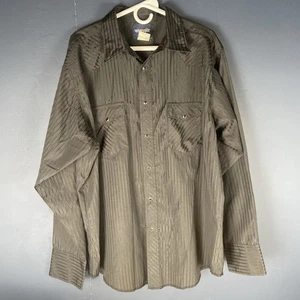 Wrangler Mens XL  Black Stripe Pearl Snap Long Sleeve Button Up Western Shirt - Picture 1 of 11