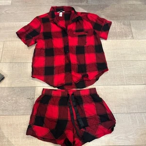 Victoria Secret DAMEN-PYJAMA-SHORTS ROT KARIERT SET XS - Bild 1 von 11