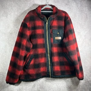 Pendleton Lone Fir Fleece Jacket Mens 2XL Red Black Plaid Outdoors Heavyweight - Picture 1 of 13