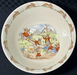Royal Doulton Bunnykins 6" Coupe Cereal Bowl SEE SAW England - Picture 1 of 4