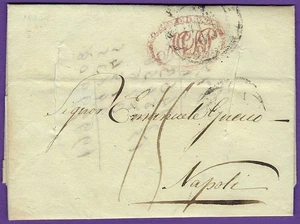 1835 Italy, Stampless FLS, Rome to Napoli, "AGP" Monogram, Disinfection Slits!  - Picture 1 of 3