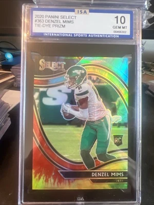 Denzel Mims Select Tie Dye Rookie Gem Mint 10 NFL Jets RC SP 25/25 Bookend - Image 1 of 3