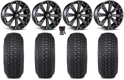 MSA Kore 14" Wheels Black 28" Regulator 2 Tires Arctic Cat TBX TRV MudPro - Image 1 of 4