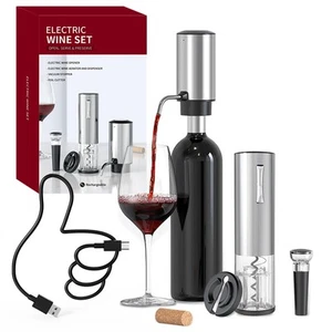 Electric Wine Opener Set 4-in-1 Wine Set with Rechargeable Wine Opener, Recha... - Picture 1 of 7