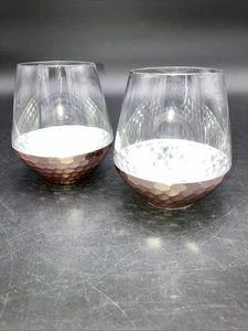 rare Artland stemless coppertino honeycomb 2 set glasses - Picture 1 of 8