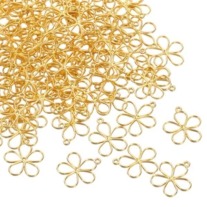 100 Stck. Hohle Blume Charm Offene Einfassung Rahmen Anhänger, Goldfarben - Bild 1 von 6