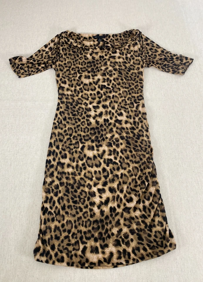 Mini Vestido INC International Concepts para Mujer XL Negro Marrón Forrado con Estampado Animal Foto 1 de 4