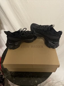 STEVE MADDEN Sneakers donna Maxima impreziosite da strass colore nero taglia 5,5 - Foto 1 di 14