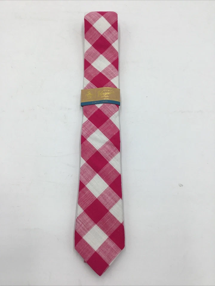 Gravata masculina rosa grade quadrada Penguin-OS - Imagem 1 de 2