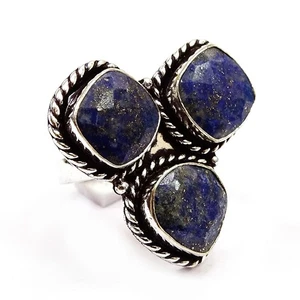 Anello gioiello etnico fatto a mano pietra preziosa lapislazzuli 7'' L444 - Foto 1 di 4
