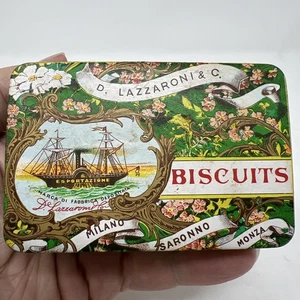 Caja de lata de galletas italianas vintage Lazzaroni & Co Milano Saronno Monza-vacía - Imagen 1 de 22