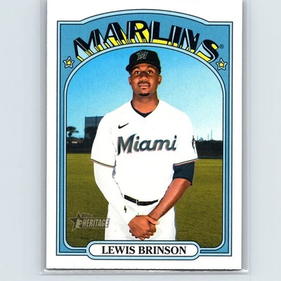 2021 Topps Heritage High Number - SP Lewis Brinson #708 - Miami Marlins - Image 1 of 2
