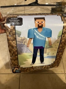 Minecraft Steve Costume Halloween Disguise Kid Large 10-12 Dress Up Pretend Play - Picture 1 of 8