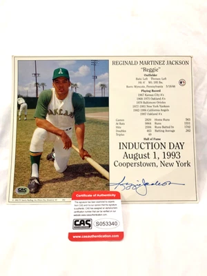 Reggie Jackson Autograph Hall of Fame Induction Day 8x10 CAS Auth - Oakland A's - Image 1 of 4