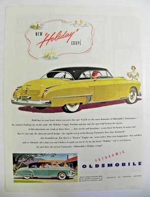 1949 Oldsmobile Print Ad Yellow Holiday Coupe - the Newest Futuramic Model! - Image 1 of 4