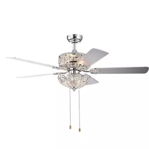 Catalina Chrome 5-blade 52-inch Crystal Ceiling Fan Pull Chain - Picture 1 of 5