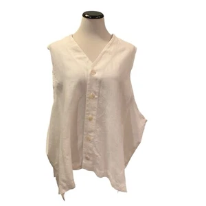 Eskandar Linen Luxury Vest Lagenlook 0/S White Oversized Artsy Boho (READ) - Picture 1 of 9