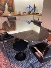 Knoll Oval Black Marble Dining Table 96 x 48