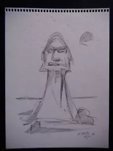 Helmut PLONTKE - "SPHINX" - Disegno originale autografato giugno 1978 - Foto 1 di 1