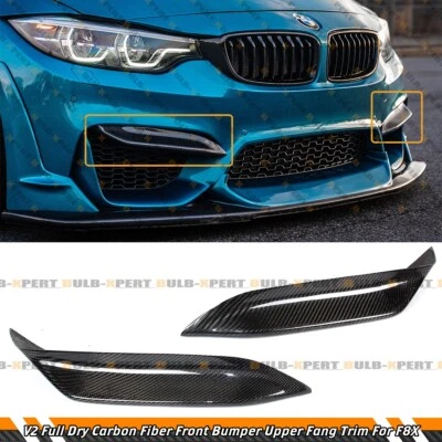 PARA 15-19 BMW F80 M3 F82 F83 M4 V2 FIBRA DE CARBONO SECO PARA-CHOQUE DIANTEIRO ACABAMENTO SUPERIOR PRESA - Imagem 1 de 4