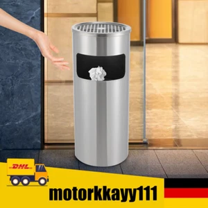 30L Innen/Außen Edelstahl Mülleimer mit Standaschenbecher für Hotel, Bürogebäude - Bild 1 von 19
