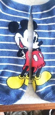 Disney Mickey Mouse - Blue Gray with White Stripes - Women size 9-11 - BRAND NEW - Image 1 of 4