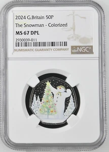 2024 GREAT BRITAIN / UK 50p - THE SNOWMAN - MS67 DPL - COLORED - Picture 1 of 7