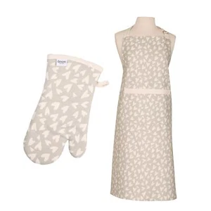 Dexam Organic Cotton Adult Apron & Oven Gauntlet Set - Grey Heart - Picture 1 of 1