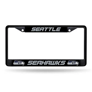 Marco de placa de matrícula de metal negro cromado negro de metal del equipo de fútbol americano Seattle Seahawks - 1 pieza - Imagen 1 de 1
