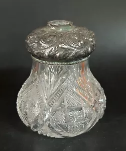 Vintage Antique Sterling Silver 925 Glass Crystal Jar Inkwell Salt Shaker - Picture 1 of 6