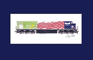 Kansas City Southern Veterans SD70ACe 11""x17"" estampado enmarañado firmado por Andy Fletcher - Imagen 1 de 1