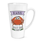 Beware Crazy Crab Lady 17oz Large Latte Mug Cup - Funny Animal Sea Cute Big