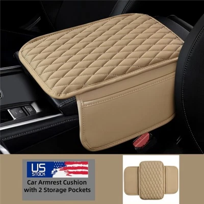 Cubierta de consola central de coche de cuero con reposabrazos de coche con bolsas de almacenamiento universal Foto 1 de 4