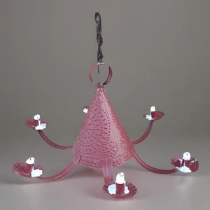 Vintage Punched Tin Witch Hat 6 Arm Chandelier Candle Candelabra - Picture 1 of 2