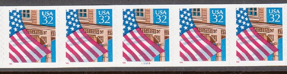 USA PNC SC# 2915A FLAG OVER PORCH 32c SELF ADHESIVE MNH - PL# 55555 - Image 1 of 1