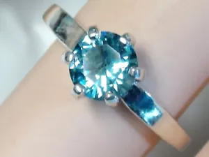 Blue Lab Spinel Size 7 Ring 925 Sterling Silver 1.50ct USA Made 7mm Round - Picture 1 of 10