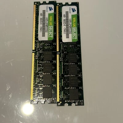 2x CORSAIR ValueSelect 512MB DDR2 533 PC2 Desktop Memory VS512MB533D2 - Image 1 of 2