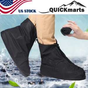 Waterproof Rain Shoes Covers Reusable Anti-Slip Rubber Cycling Boots Overshoes - Picture 1 of 13