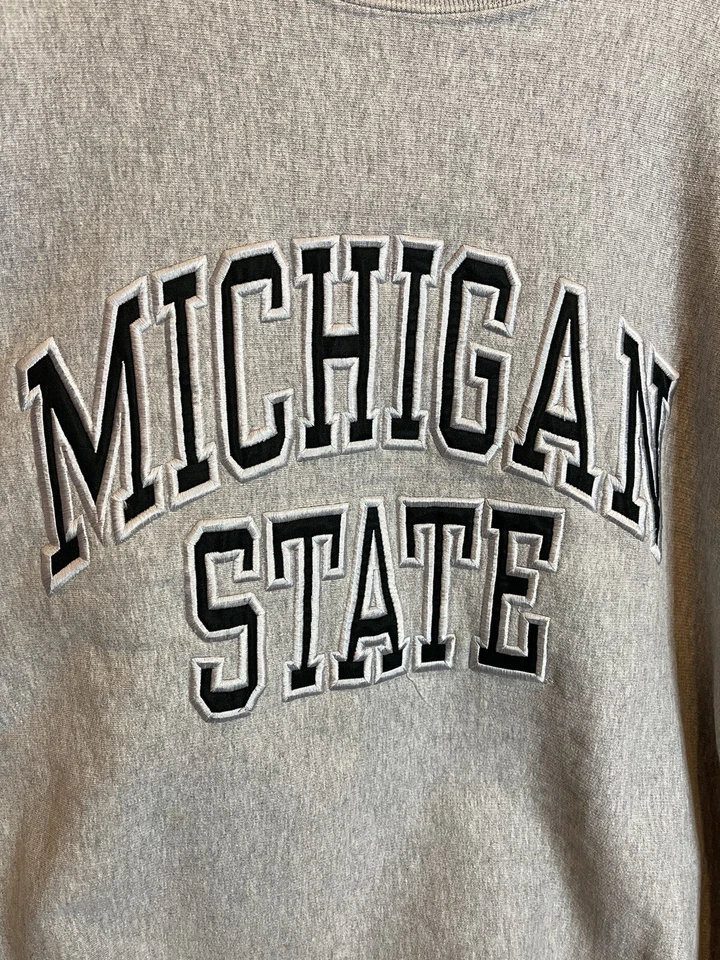 Vintage Super Weave Michigan State Spartan Crewneck Sweatshirt Adult Large Gray - Image 1 of 4