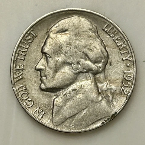 1952-S Jefferson Nickel. Please Read Description. Your Actual Coin In Photo Cover