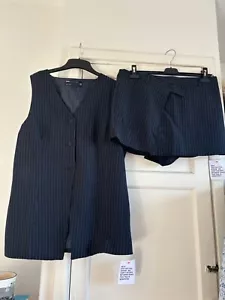 New Look navy Pinstripe Waistcoat/skort suit Size 14 Women's BNWT - Picture 1 of 9