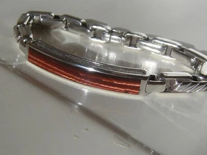 DAVID YURMAN SILVER MENS TIGER'S EYE ID BRACELET - Picture 1 of 6