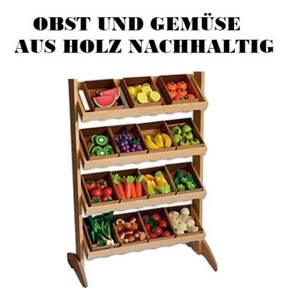 Obst und Gemüse Holz Kaufmannsladen Holzspielzeug Miniatur Supermarkt Nachhaltig - Bild 1 von 17