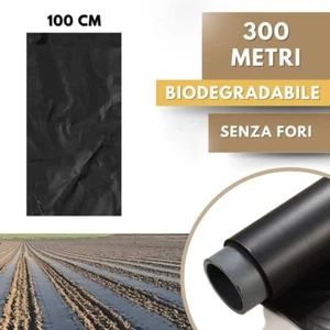 Telo PACCIAMATURA Biodegradabile 300 m Nero senza Fori Larg. 100 cm Antierbacce - Foto 1 di 6